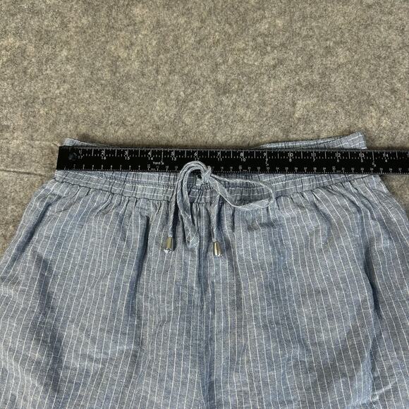 Hester & Orchard Linen Shorts Womens Small Blue Striped Lightweight - Picture 3 of 8